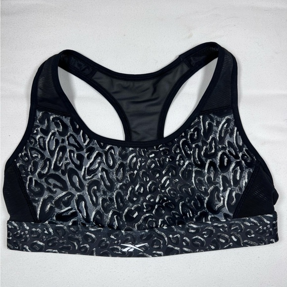 Reebok Other - NWT Reebok Black and Gray Leopard Print Sports Bra size M. Mesh back